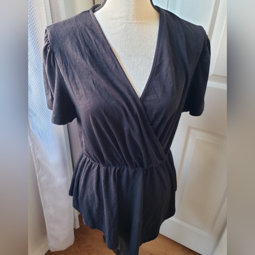 NY&co peplum wrap front top M